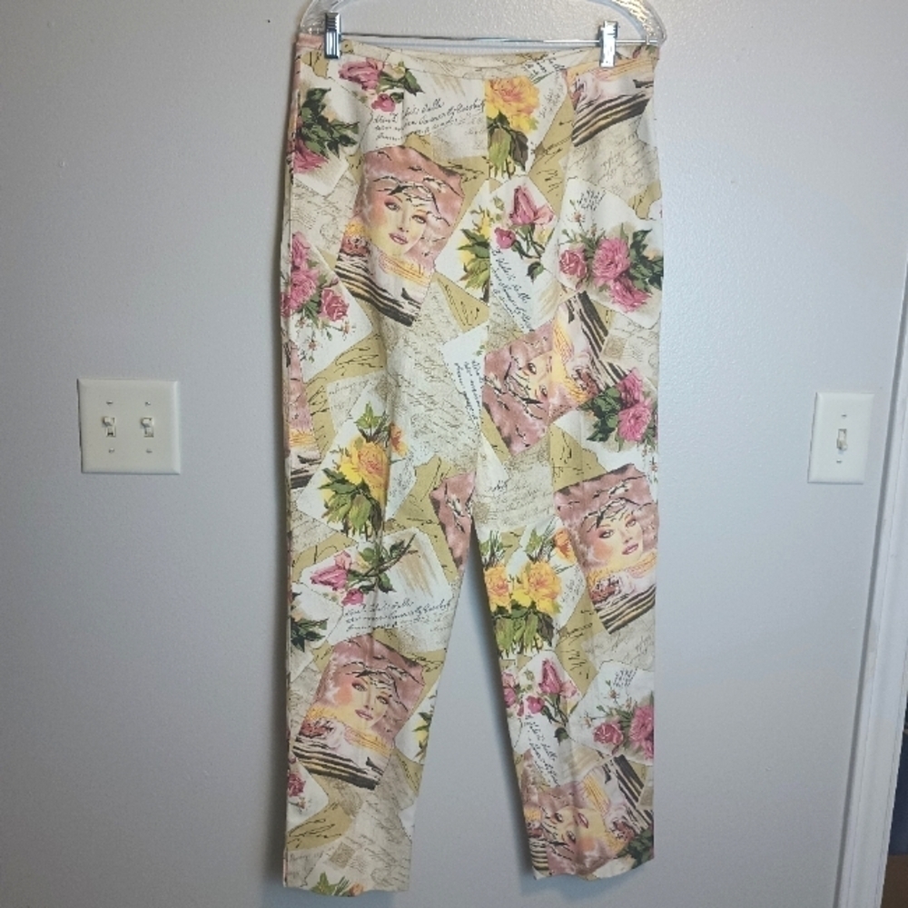Eric Casual Novelty Print Crop Pants Size 14